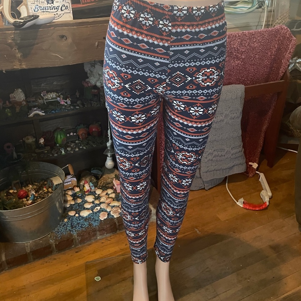 Blue Aztec Leggings One Size Fit